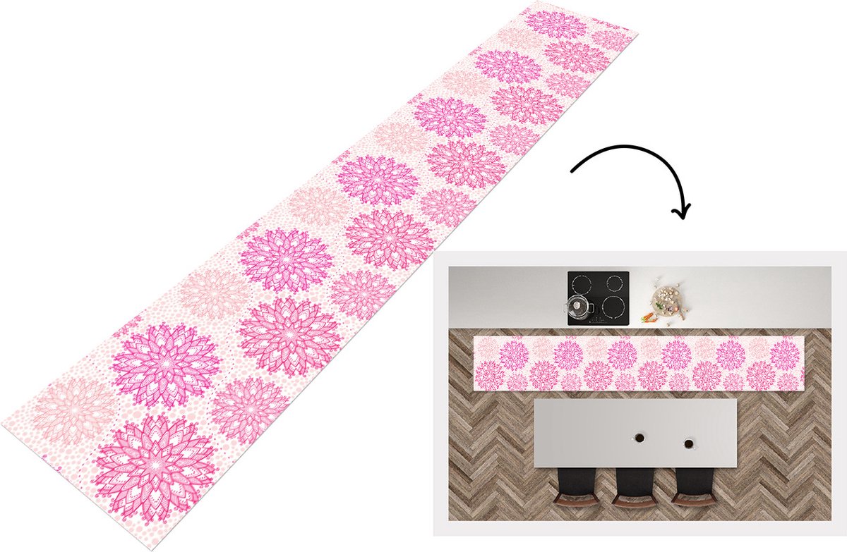 KitchenYeah Keukenloper - Keukenmat - Christmas - Sterren - Roze - Patronen - 360x60 cm - Keuken vloerkleed Multicolor