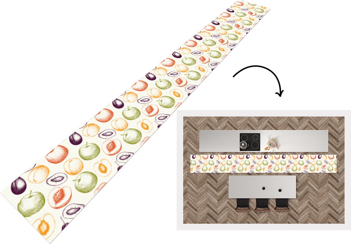 KitchenYeah Keukenloper - Keukenmat - Patroon - Eten - Illustratie - Keuken vloerkleed multicolor, foto 3