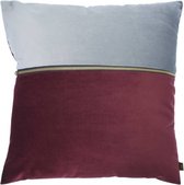 kussen met rits 40 x 40 cm fluweel bordeaux/grijs