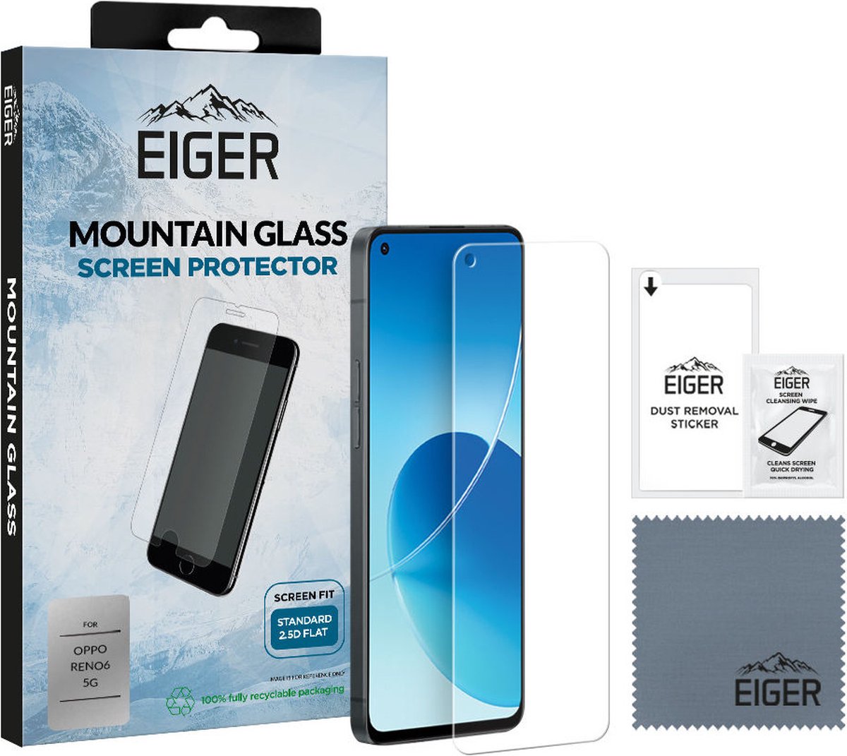Eiger Oppo Reno 6 5G / Find X5 Lite Tempered Glass Case Friendly Plat
