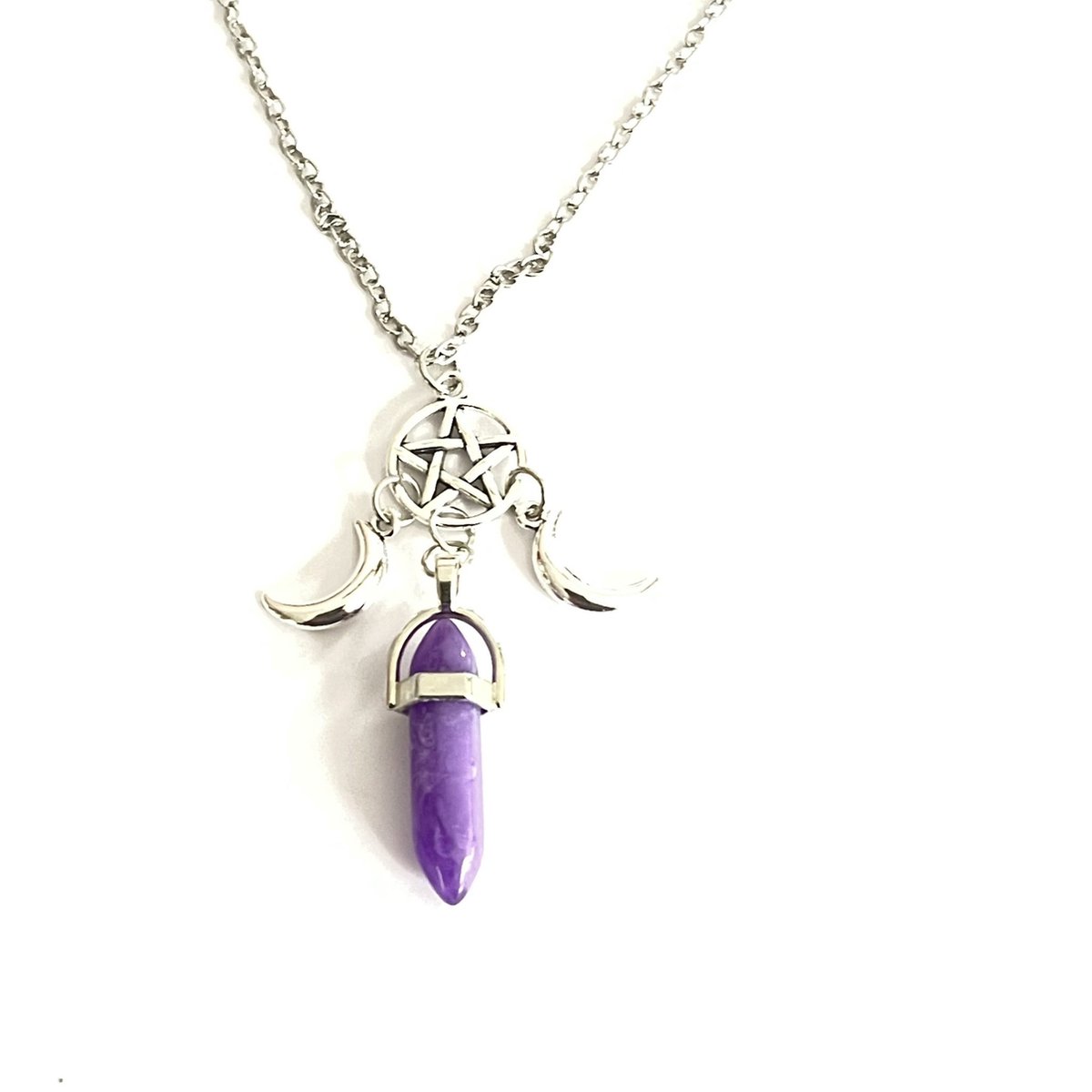 SIPURIS Hekate Rad Ketting voor Vrouwen Mannen Drievoudige Maangodin Hanger Magische Amulet, Roestvrij staal, Geen edelsteen