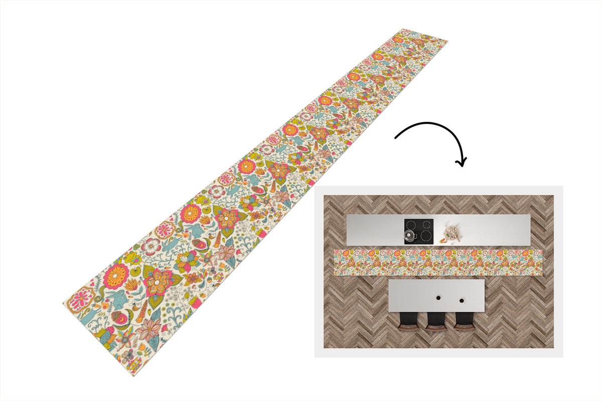 KitchenYeah Keukenloper - Keukenmat - Meisje - Konijn - Kikker - Patronen - Keuken vloerkleed multicolor, foto 2