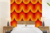 Behang - Fotobehang Design - Retro - Rood - Abstract - Breedte 220 cm x hoogte 240 cm