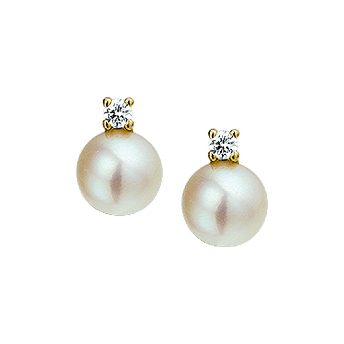 Oorknoppen Parel En Diamant 0.10ct (2x0.05ct) H Si