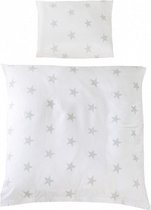 beddengoed Little Stars 80 x 80 cm katoen wit/grijs 2-delig