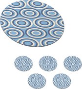 Onderzetters voor glazen - Rond - Cirkel - Blauw - Patroon - 10x10 cm - Glasonderzetters - 6 stuks