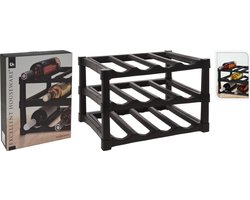 Excellent Houseware Wijnrek / flessenrek – Zwart – Kunststof