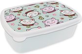 Broodtrommel Wit - Lunchbox - Brooddoos - Kat - Huisdieren - Patroon - 18x12x6 cm - Volwassenen