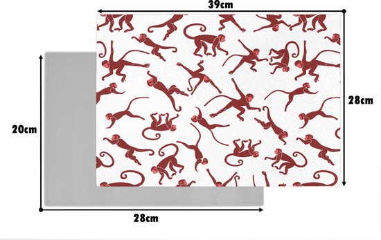 Planche à découper en Verres - 39x28 - Motifs - Jungle - Singe - Animal - Planches à découper en Glas