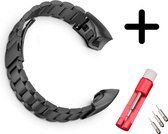 Strap-it Stalen schakel bandje - geschikt voor Huawei Band 3 Pro / Huawei Band 4 Pro - zwart + inkort toolkit