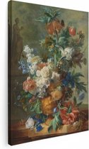 Artaza Canvas Schilderij Stilleven met Bloemen - Jan van Huysum - 60x80 - Kunst - Canvas Print - Muurdecoratie