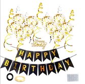 Joya® Verjaardag Slinger Zwart & Goud met Papieren Confetti Ballonnen | Feest Decoratie | Verjaardag | Happy Birthday | Letterslinger