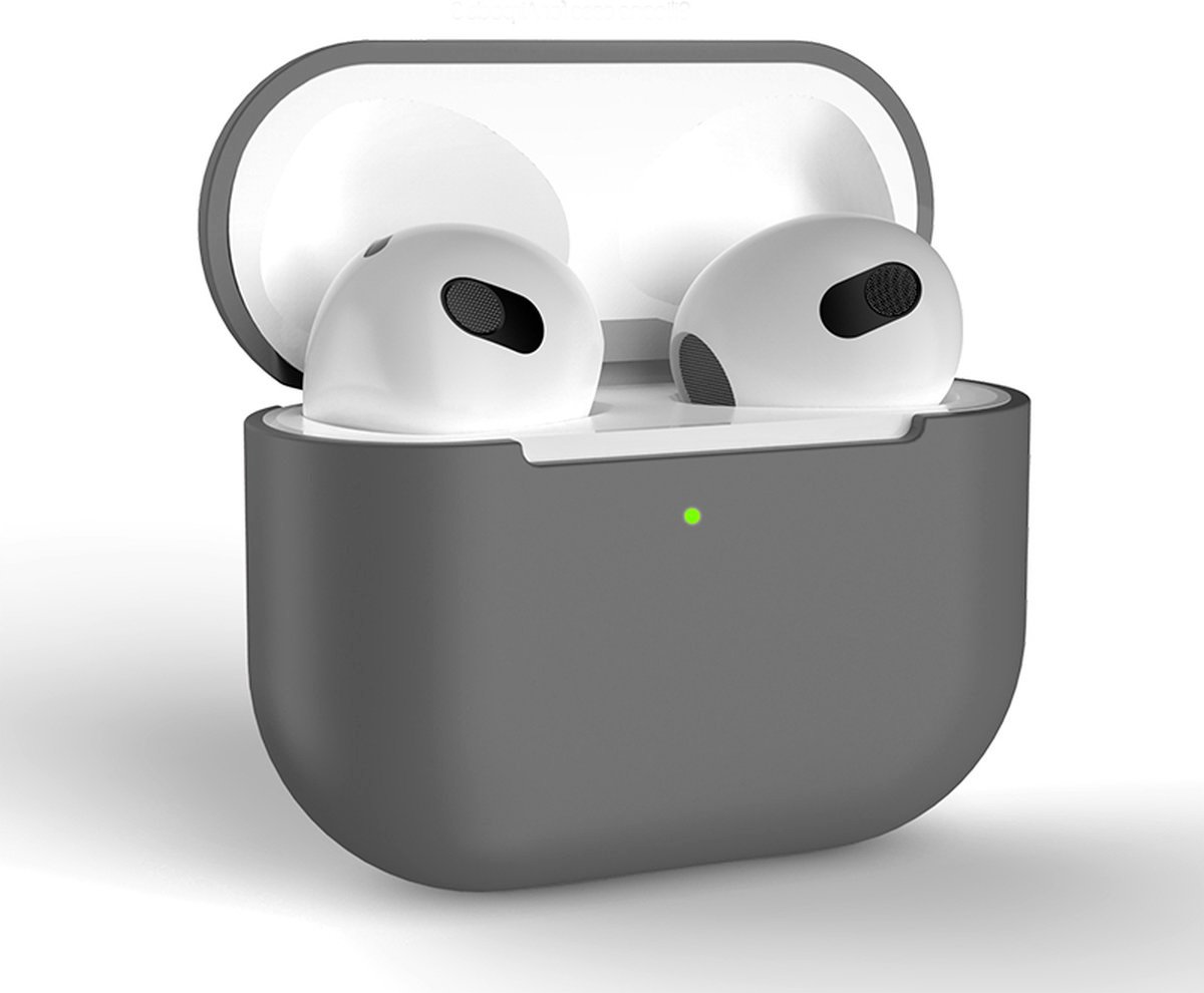 Hoes voor Apple AirPods 3 - Donkergrijs - Hoesje Siliconen Case Cover Bescherming