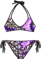 II THE MOON Bikini omkeerbaar, met 4 combinaties, wordt per bestelling geprint, uitgesneden en handgenaaid met unieke RETRO prints ontworpen door MOON