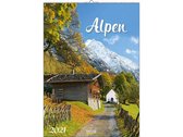wandkalender Alpen 30 x 42 cm papier blauw/groen