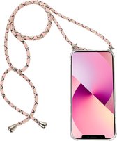 H.K. backcover/achterkant/hoesje met lichtroze met creme Samsung Galaxy A21S