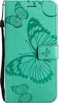 Realme 8 Hoesje - Mobigear - Butterfly Serie - Kunstlederen Bookcase - Turquoise - Hoesje Geschikt Voor Realme 8