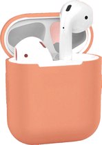 Hoesje voor Apple AirPods 1 en 2 - Zalmroze - Hoesje Siliconen Case Cover Bescherming