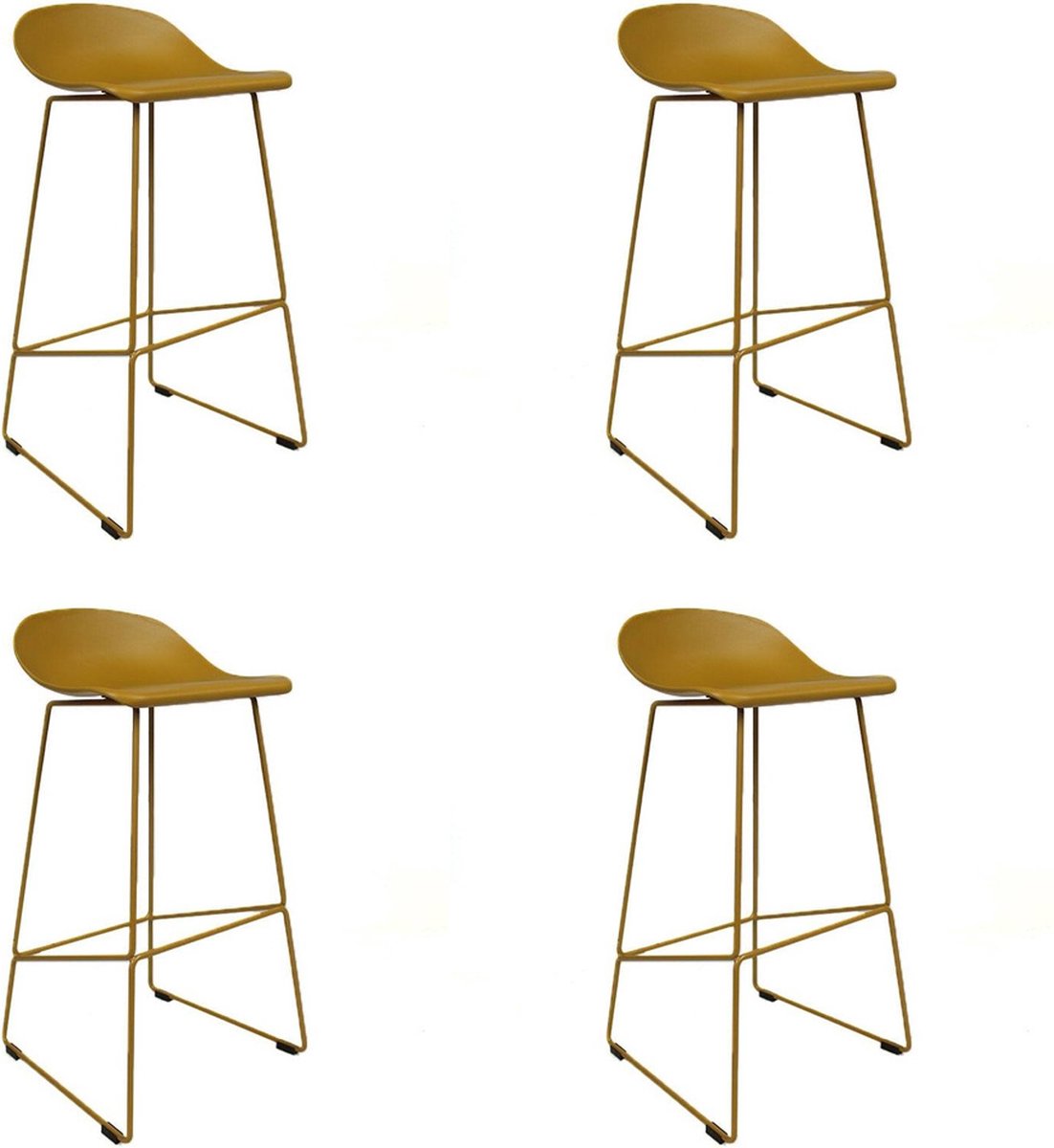 Bronx71 Barkruk Ellen geel Scandinavisch design 76 cm - Barkrukken set van 4 - barstoel