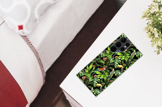 Telefoonhoesje Geschikt voor Samsung Galaxy S22 Ultra hoesje - Vogels - Tropisch - Patronen - Siliconen Telefoonhoesje Telefoonhoesje