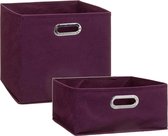 Set van 2x stuks opbergmanden/kastmanden 14 en 29 liter aubergine paars van linnen 31 cm - Opbergboxen - Vakkenkast manden