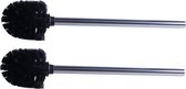 Set van 2x stuks RVS toiletborstels/wcborstels zwart - 34 cm - Roestvast staal