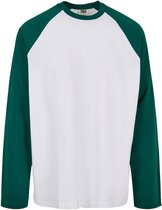 Urban Classics Longsleeve shirt -XXL- Organic Oversized Raglan Wit/Groen