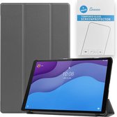 Tablet hoes & 2-Pack Screenprotector geschikt voor Lenovo Tab M10 - 10.1 Inch - Auto Wake/Sleep functie - Grijs