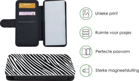 Étui pour téléphone iPhone 7 Bookcase - Imprimé animal - Zebra - Zwart - Avec poches - Étui portefeuille avec fermeture magnétique