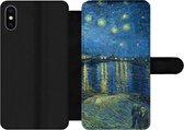 Bookcase Geschikt voor iPhone X telefoonhoesje - De Sterrennacht - Vincent van Gogh - Met vakjes - Wallet case met magneetsluiting