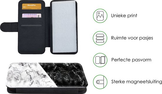 Bookcase pour téléphone iPhone XR Bookcase - Marbre - Chic - Collage - Avec compartiments - Étui portefeuille avec fermeture magnétique