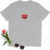 T Shirt Dames - De Beste Moeder - Korte Mouw - Grijs - Maat S