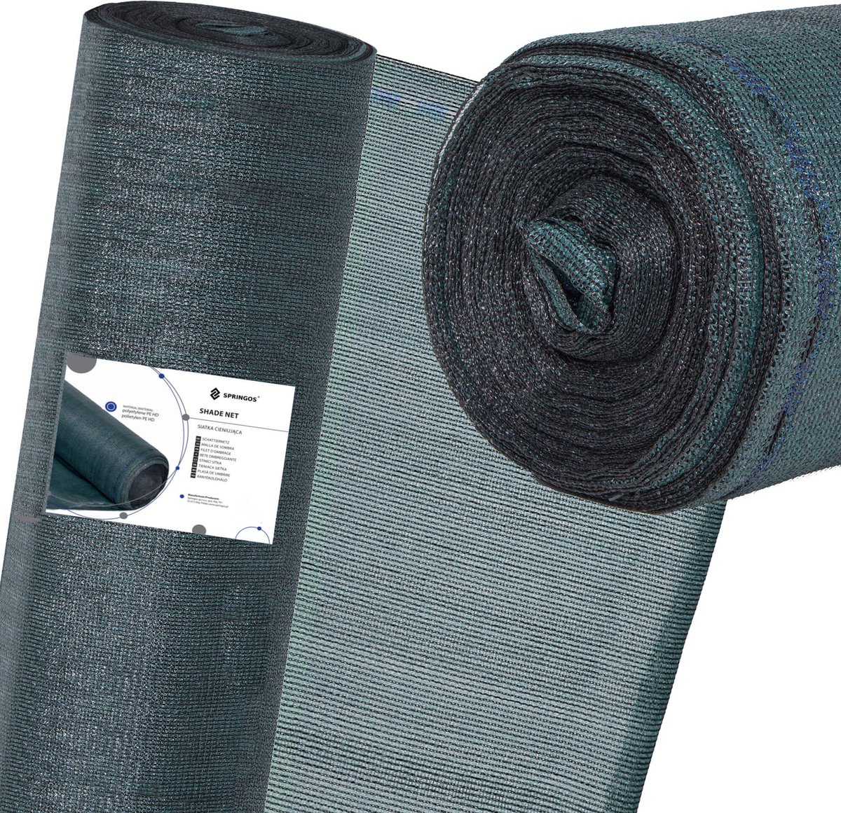 Springos Zichtbreeknet | Zichtdoek | Privacynet | Schaduwdoek | Rol 1,5 x 50 m | 90 % Schaduw | 65g/m² | Groen