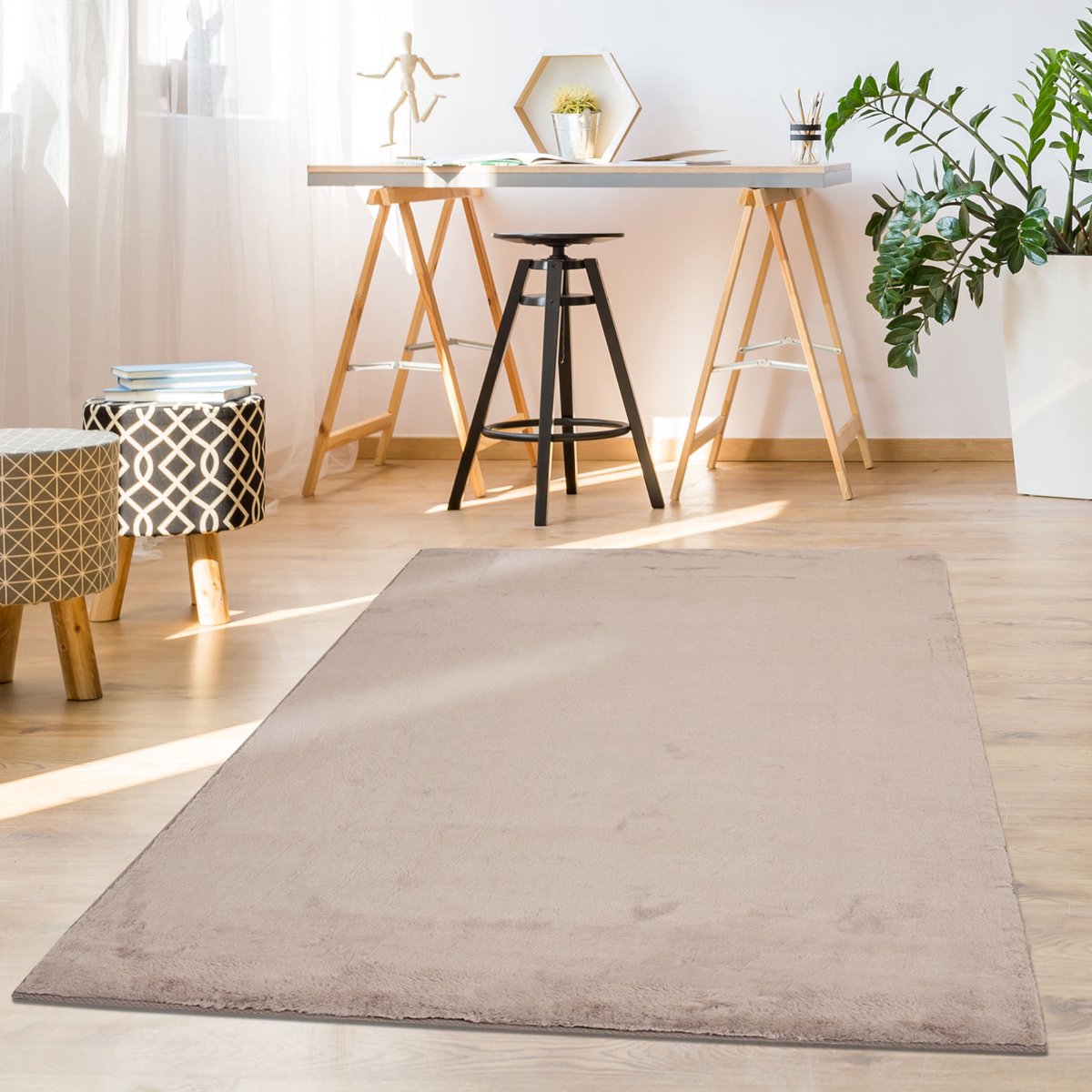 Muratap Paradise Soft Fluffy Hoogpolig Vloerkleed Taupe- 200x290 CM