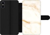 Bookcase Geschikt voor iPhone XS Max telefoonhoesje - Marmer print - Patronen - Wit - Met vakjes - Wallet case met magneetsluiting