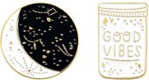 Good Vibes & Constellation Space Universe Pins - Set van 2 Pins