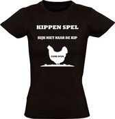 Kippenspel Dames T-shirt - kijk niet naar de kip - spel - grap - droge humor - saai - dieren - boerderij - boer - kippenboer - shirt
