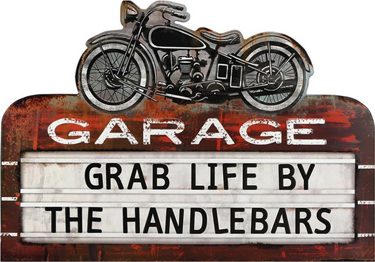 Clayre & Eef Tekstbord 50x35 cm Rood IJzer Motor