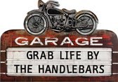 Clayre & Eef Tekstbord 50x35 cm Rood Ijzer Motor Garage Wandbord