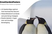 Schuttingposter Pinguïn - Gezin - Sneeuw - 100x200 cm - Tuindoek