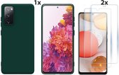 Hoesje Geschikt Voor Samsung Galaxy S20 Hoesje Soft Nano Silicone Backcover Gel Donkergroen Met 2x Glazen Screenprotector
