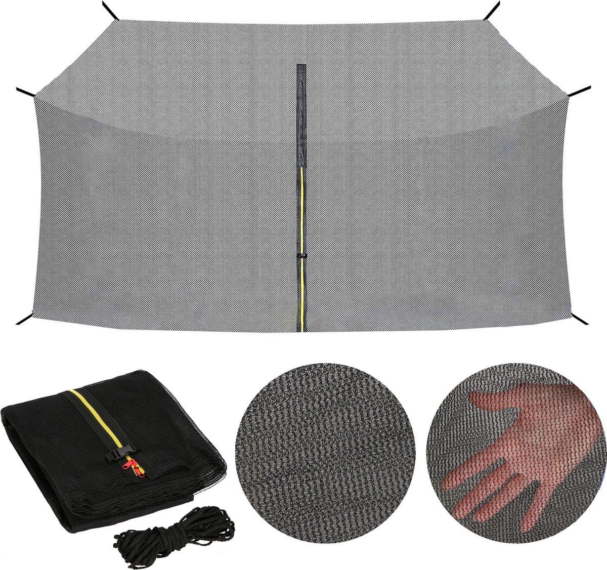 Springos Veiligheidsnet Trampoline | Trampoline Net | Geschikt voor 6 Palen | Ø 305 cm | Zwart – foto 3
