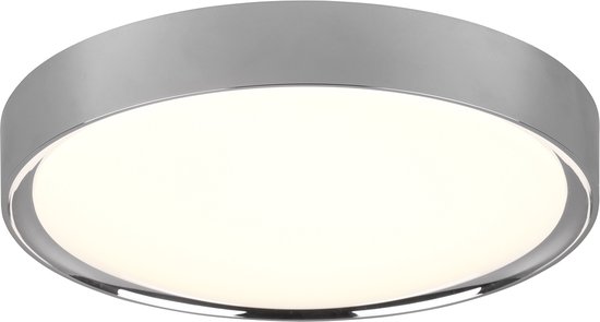 LED Plafondlamp - Badkamerlamp - Trion Clirno - 18W - Warm Wit 3000K - Spatwaterdicht IP44 - Opbouw Rond - Mat Chroom - Kunststof