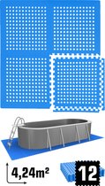 4.2 m² Poolmat - 12 EVA schuim matten 62x62 - outdoor poolpad - schuimrubber ondermatten set