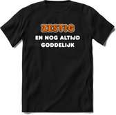 60 Jaar Goddelijk - Feest kado T-Shirt Heren / Dames - Wit / Oranje - Perfect Verjaardag Cadeau Shirt - grappige Spreuken, Zinnen en Teksten. Maat XL