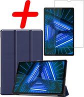 Lenovo Tab M10 FHD Plus Hoes Case Met Screenprotector - Lenovo Tab M10 FHD Plus Hoesje Donker Blauw - Lenovo Tab M10 FHD Plus Book Case Cover Met Screenprotector