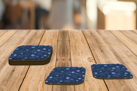 Sous-verres pour verres - Vogel - Flocon de neige - Hiver - Motifs - 10x10 cm - Sous-verres en verre - 6 pièces