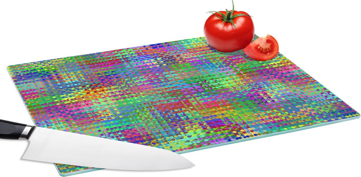 Glazen Snijplank - 39x28 - Psychedelic - Patronen - Regenboog - Snijplanken Glas