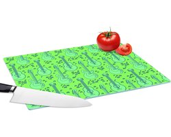 Glazen Snijplank - 39x28 - Gitaar - Patronen - Groen - Snijplanken Glas