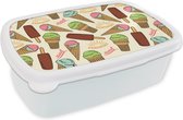 Broodtrommel Wit - Lunchbox - Brooddoos - Eten - Patroon - IJs - 18x12x6 cm - Volwassenen